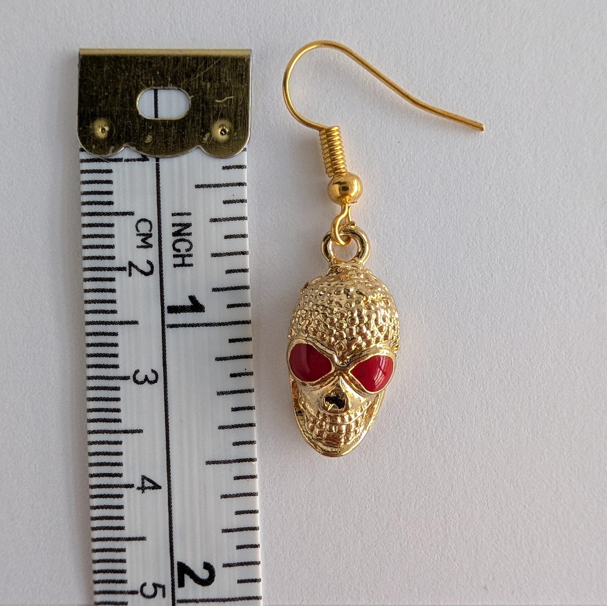 Gold Skull Dangle Earrings