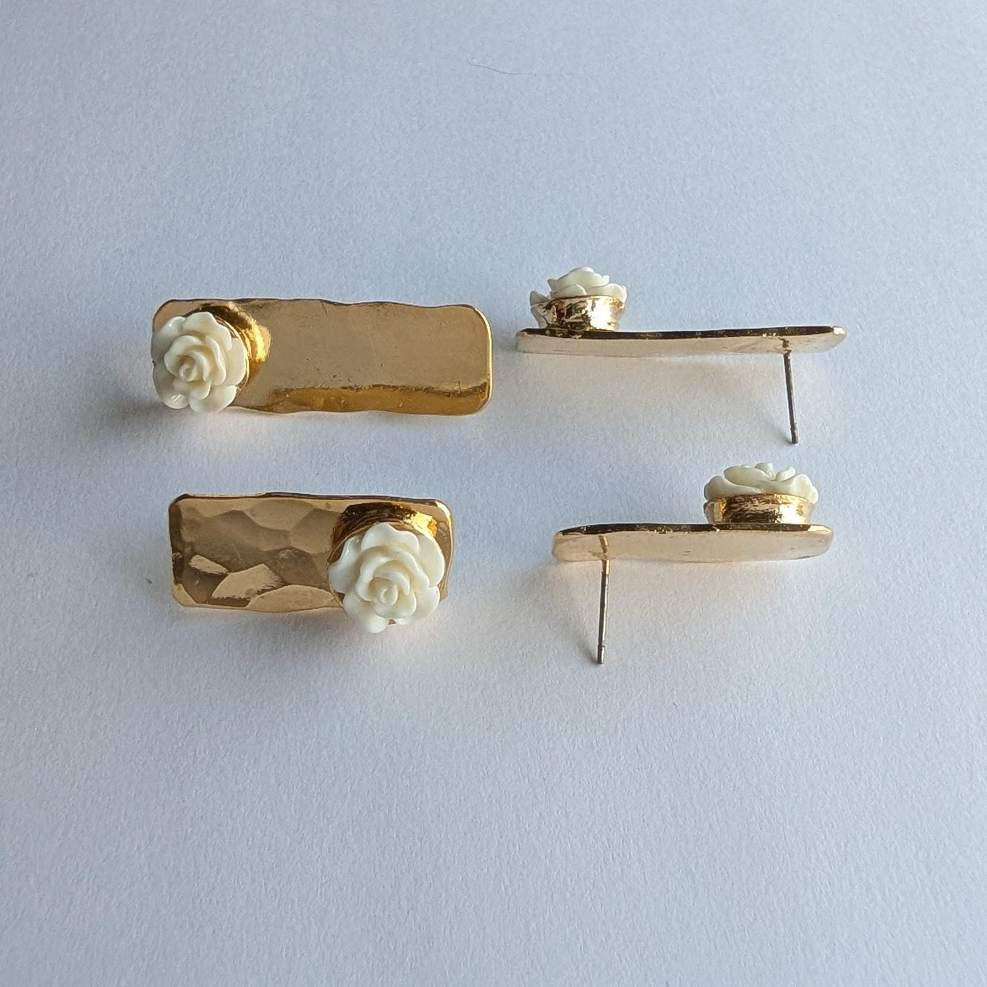 Ceramic Rose Gold Stud Earrings