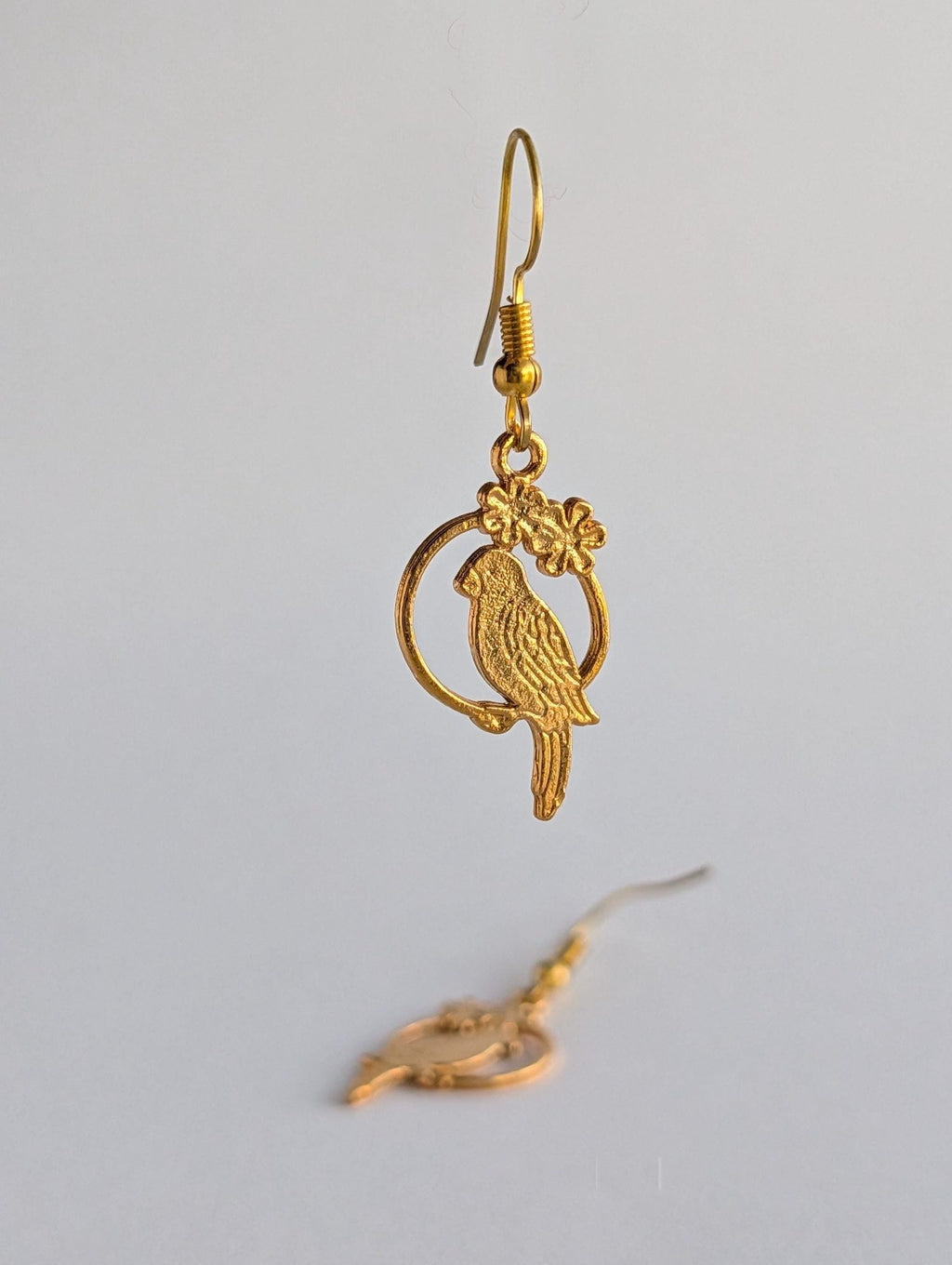 Floral Bird Drop Earrings