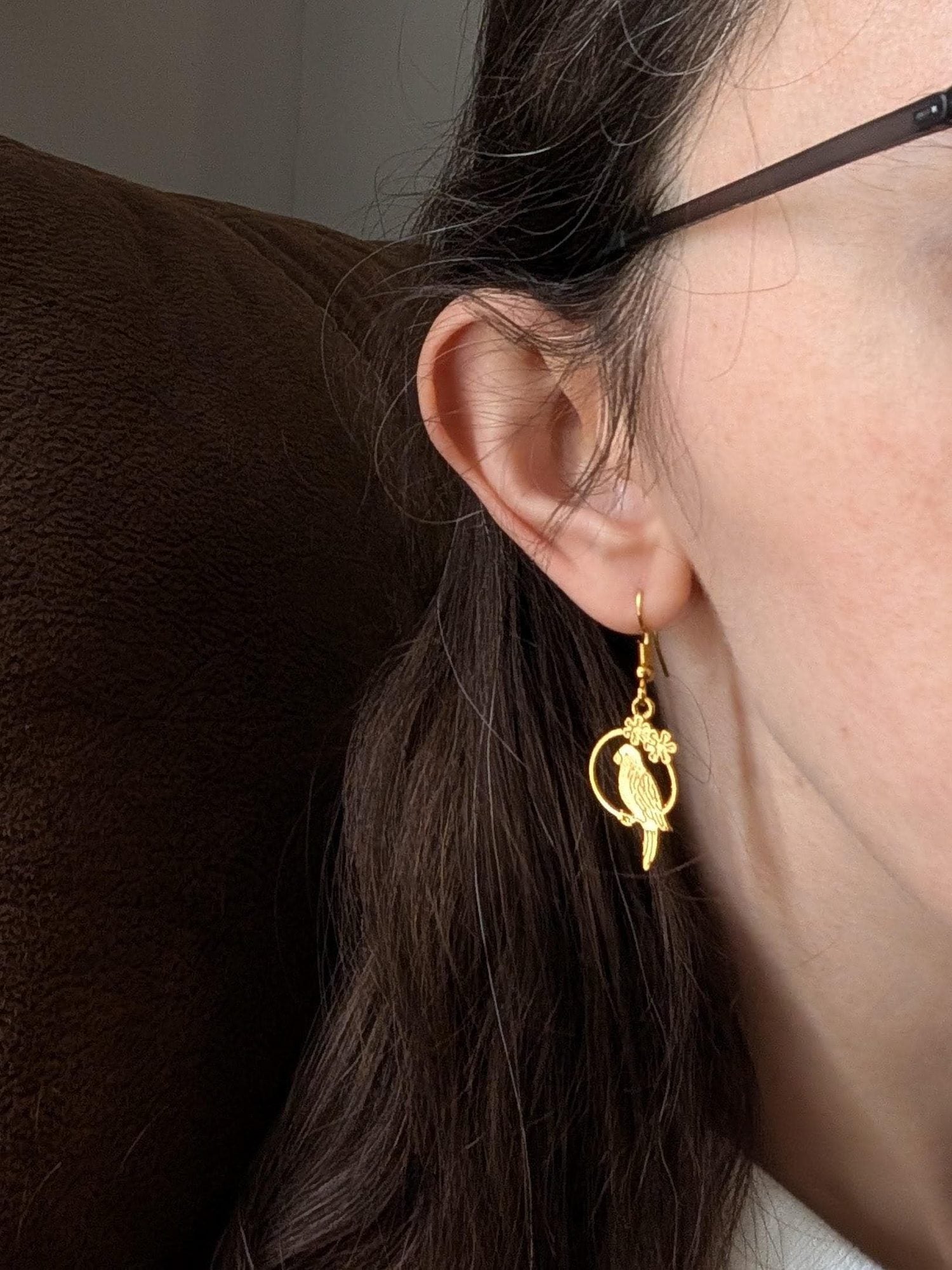 Floral Bird Drop Earrings
