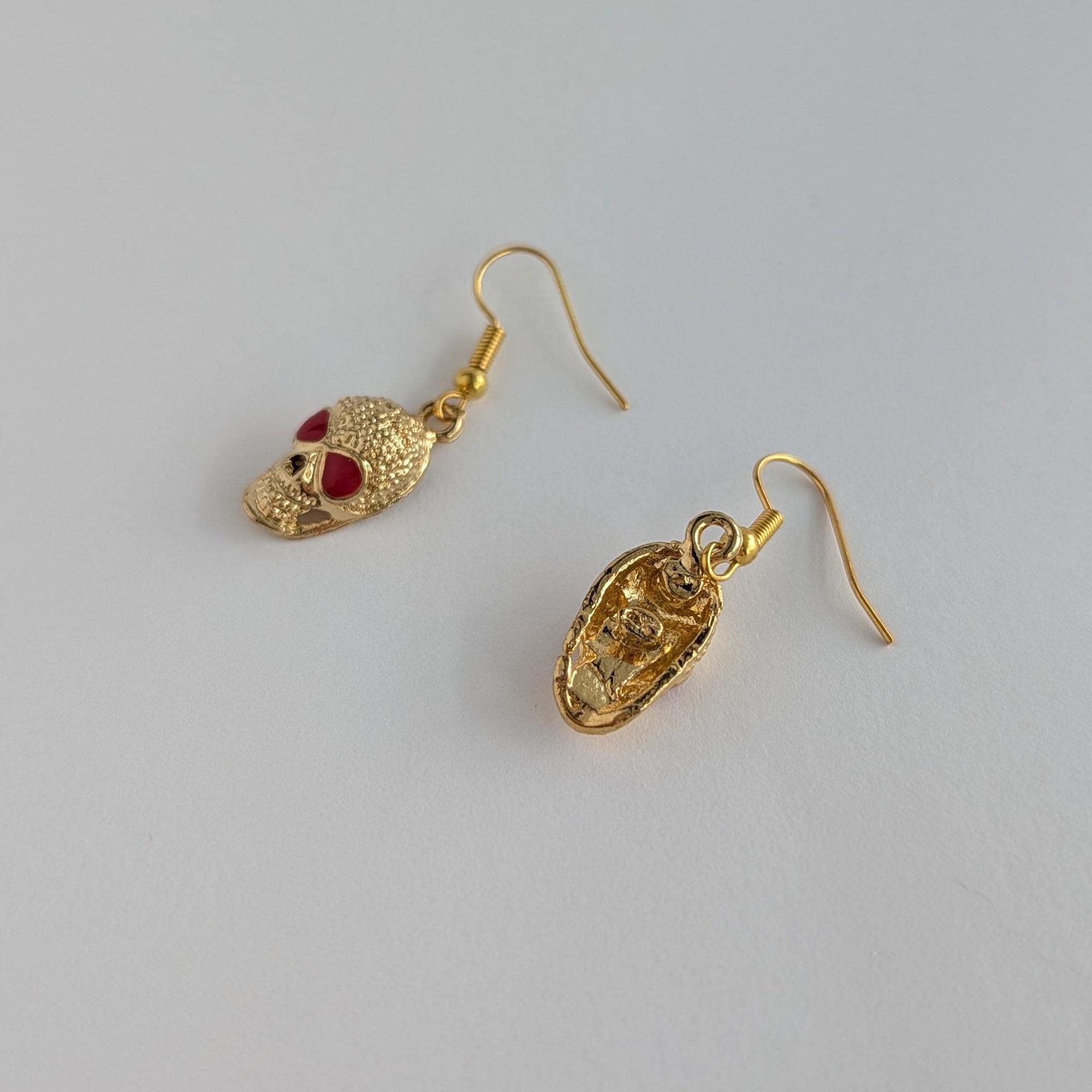 Gold Skull Dangle Earrings