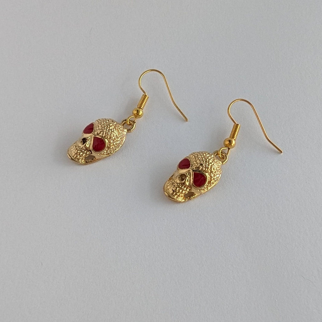 Gold Skull Dangle Earrings