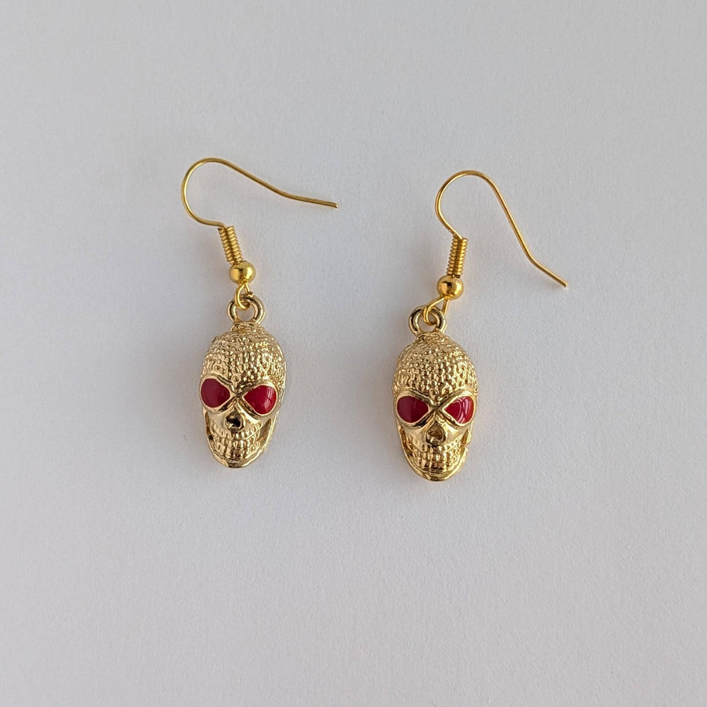 Gold Skull Dangle Earrings