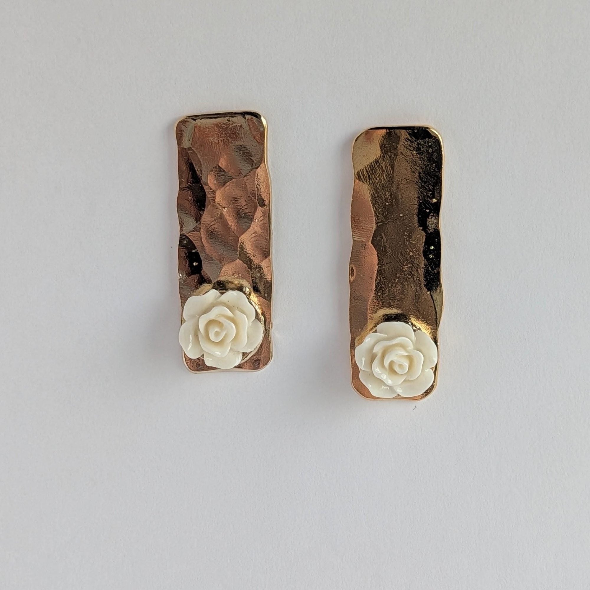 Ceramic Rose Gold Stud Earrings
