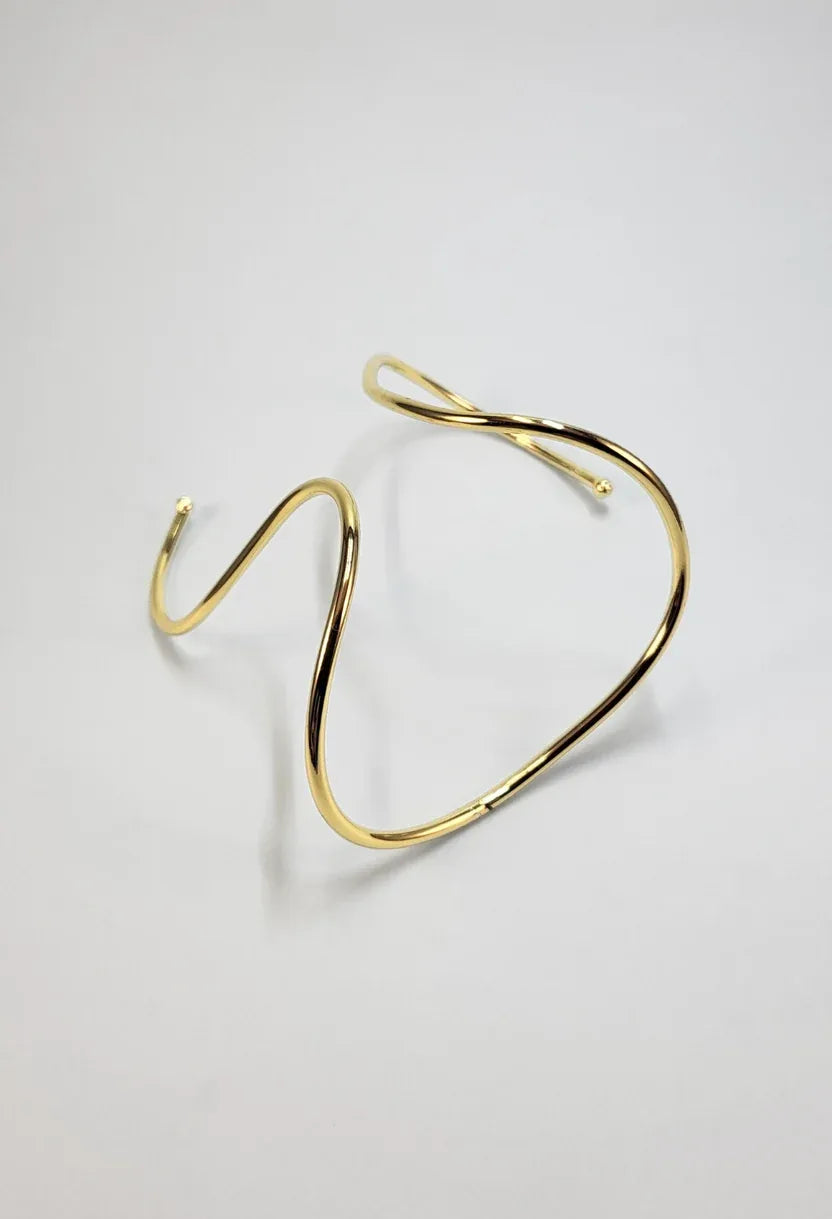 Gold Plated Brass Sculptural Hand Bracelet for Women, Left Hand Palm Cuff, Modern Statement Hand Jewelry