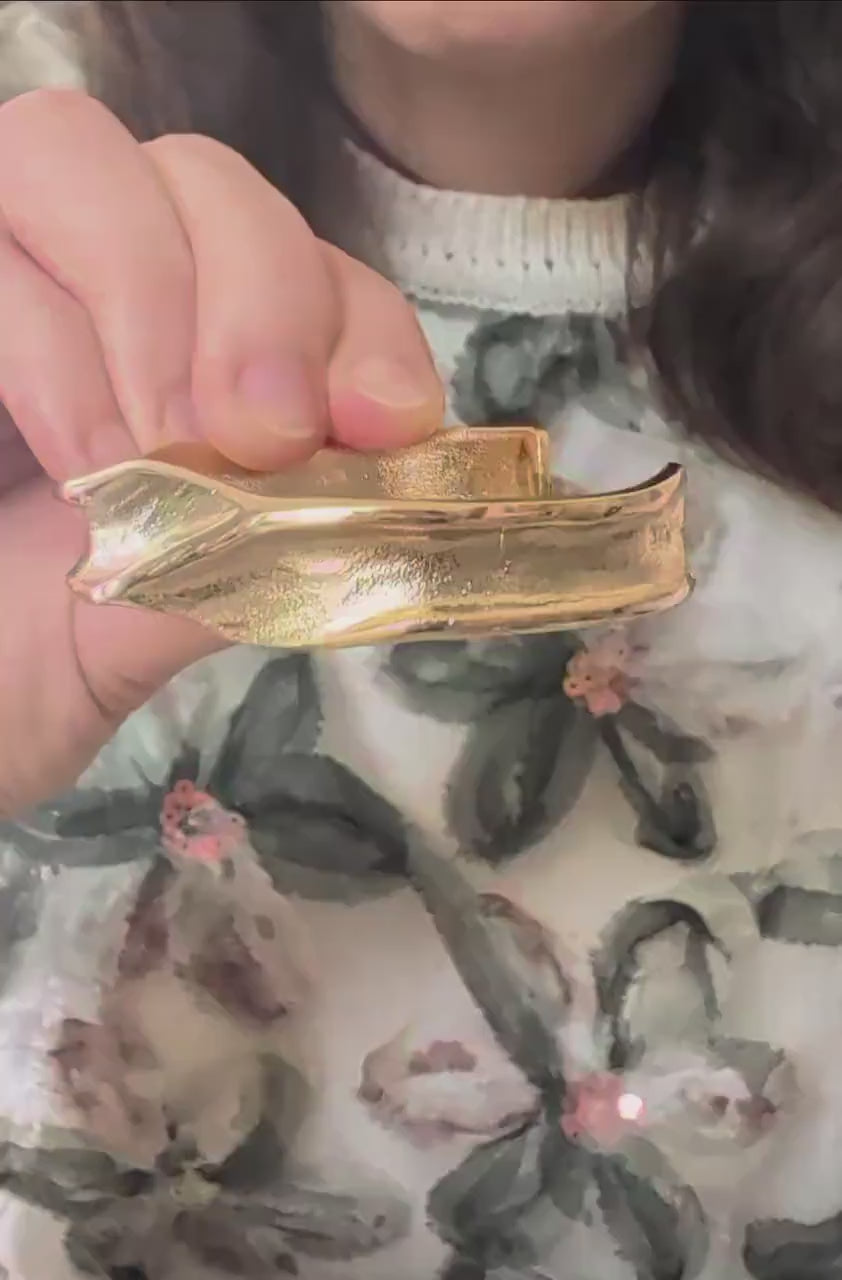Wavy Textured Gold Cuff Bracelet