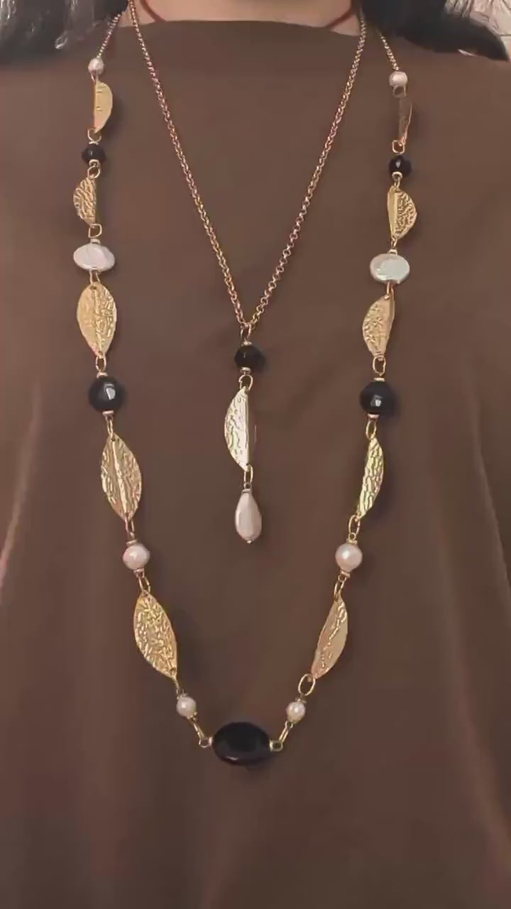 Hammered Gold Leaf Necklace