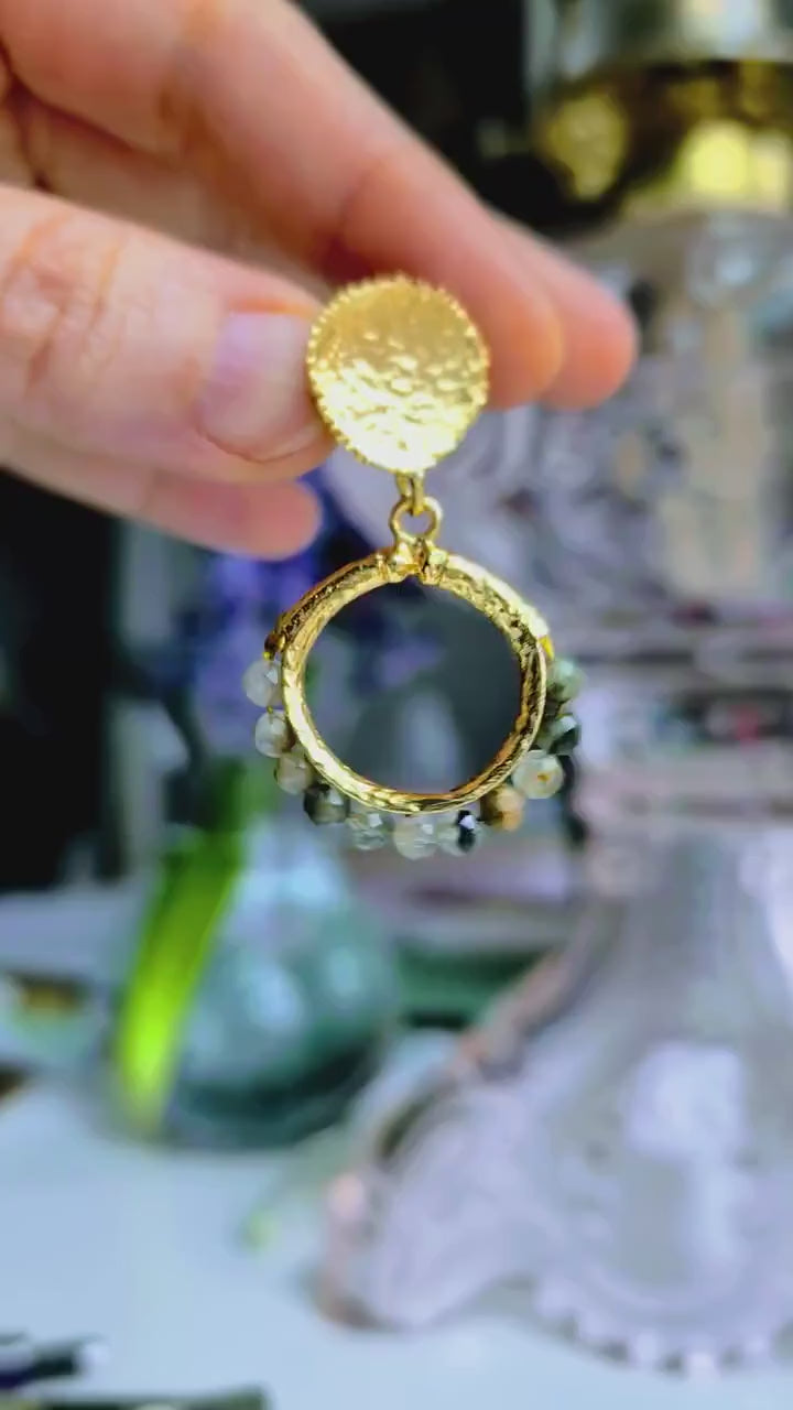 Beaded Natural Stone Drop Earrings