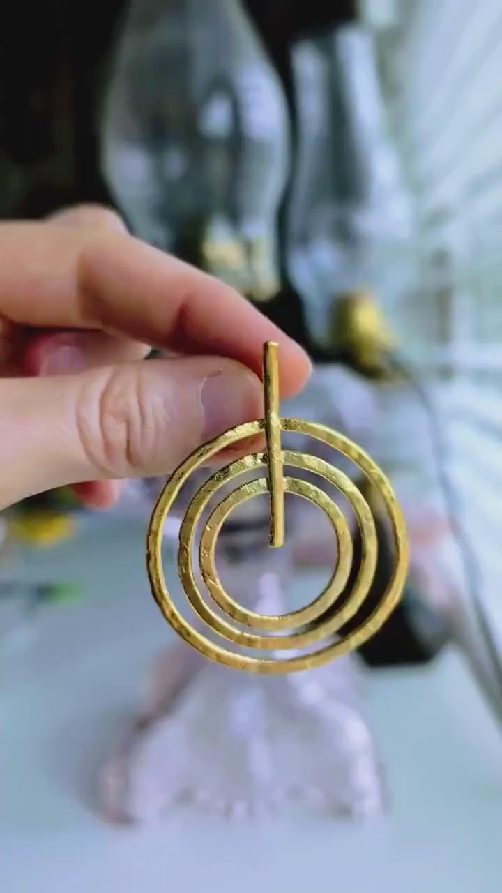 Gold Spiral Circle Earrings