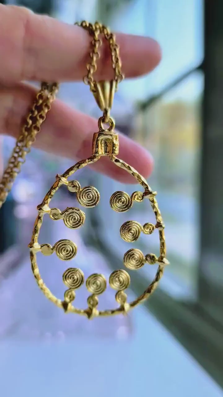 Hammered Gold Spiral Pendant Necklace
