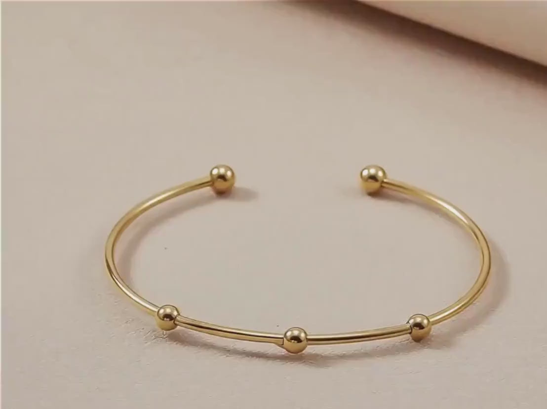 Gold Plated Copper Beaded Bangle
