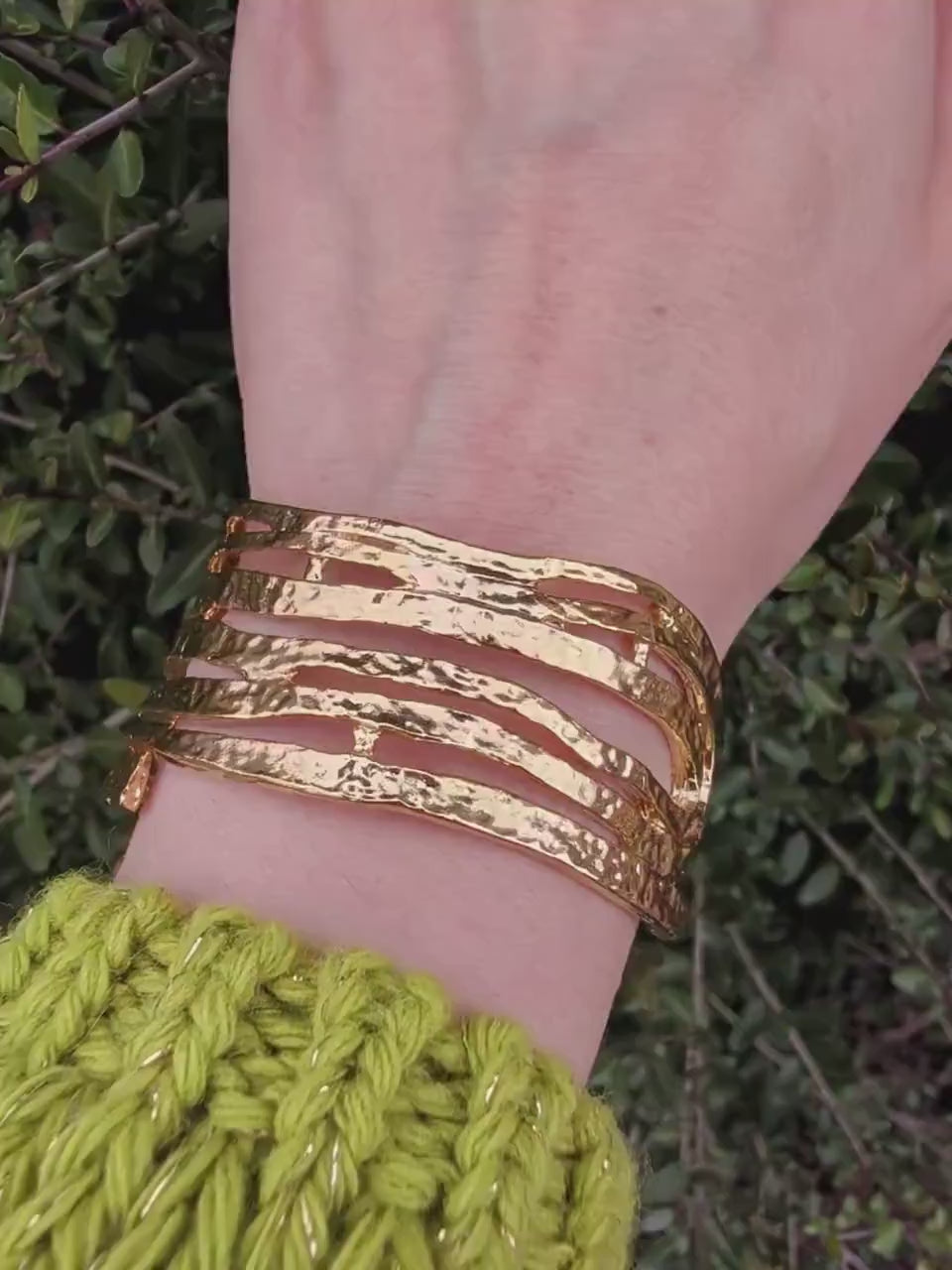 Textured Gold Plated Cuff Bracelet