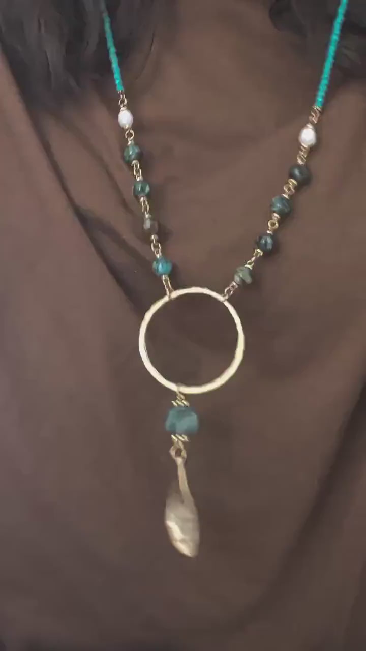 Boho Gold Ring Necklace