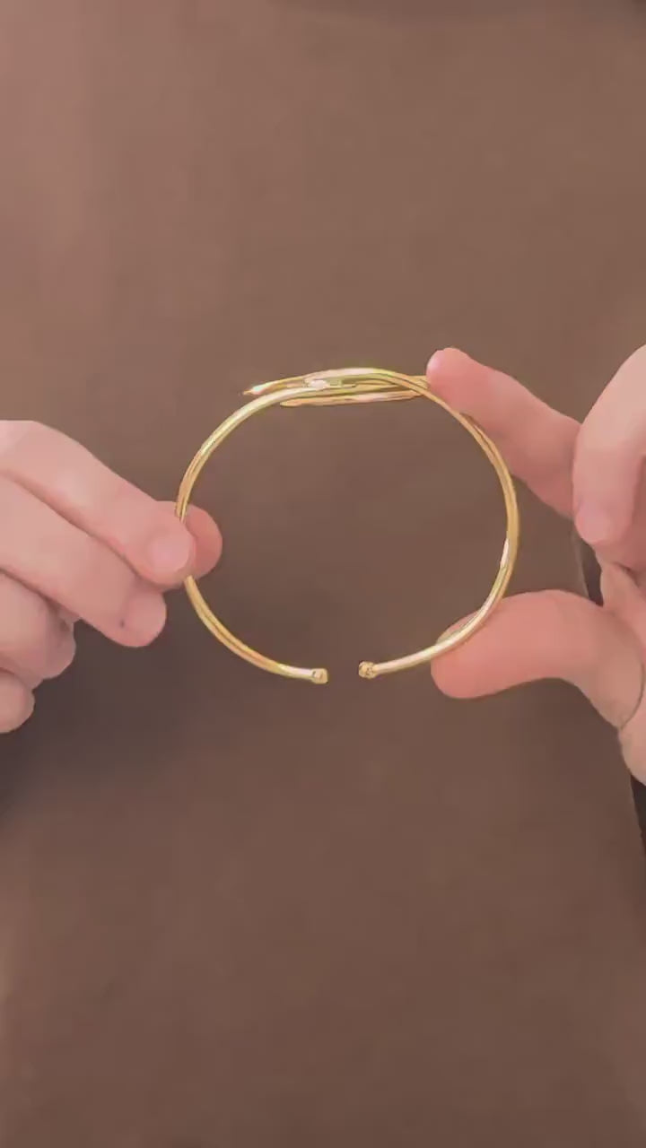 Open Geometric Gold Cuff