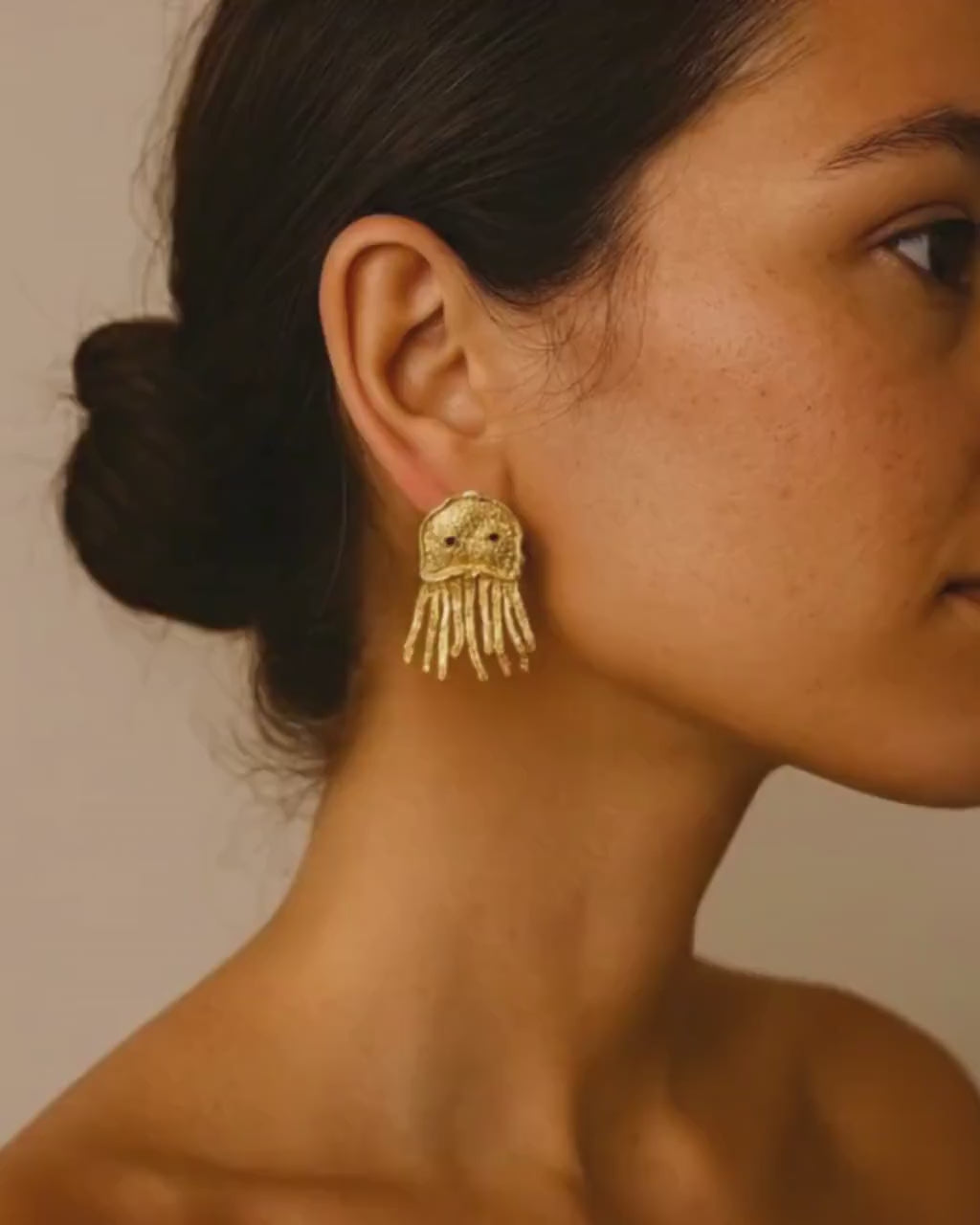 Gold Jellyfish Drop Earrings